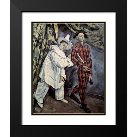 Pierrot and Harlequin (Mardi Gras), 1888 Black Modern Wood Framed Art Print with Double Matting by Cezanne, Paul