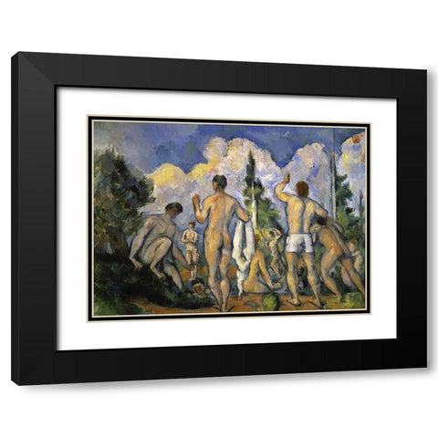 The Bathers Black Modern Wood Framed Art Print with Double Matting by Cezanne, Paul