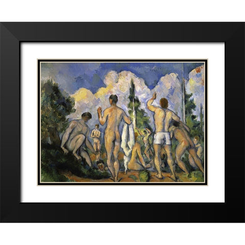 The Bathers Black Modern Wood Framed Art Print with Double Matting by Cezanne, Paul