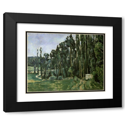 The Poplar Trees Black Modern Wood Framed Art Print with Double Matting by Cezanne, Paul