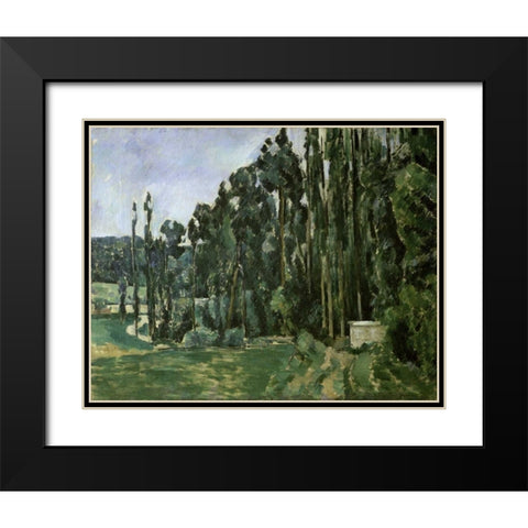The Poplar Trees Black Modern Wood Framed Art Print with Double Matting by Cezanne, Paul