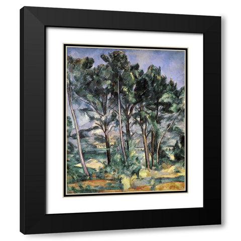 The Viaduct Black Modern Wood Framed Art Print with Double Matting by Cezanne, Paul