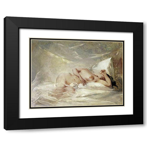 Reclining Nude Black Modern Wood Framed Art Print with Double Matting by Chaplin, Charles