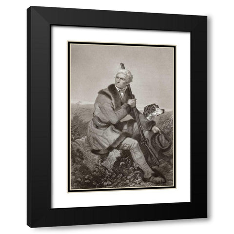 Daniel Boone, American Frontiersman Black Modern Wood Framed Art Print with Double Matting by Chappell, Alonzo