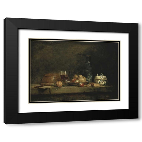 The Jar of Olives Black Modern Wood Framed Art Print with Double Matting by Chardin, Jean-Baptiste-Simeon