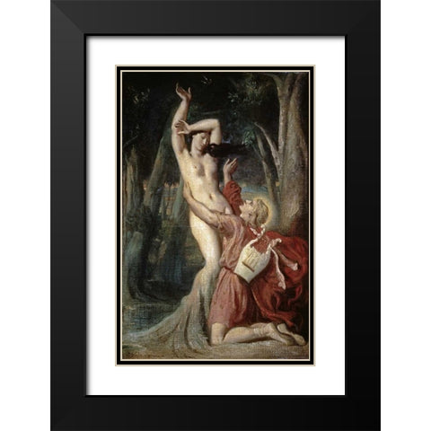 Apollo and Daphne Black Modern Wood Framed Art Print with Double Matting by Chasseriau, Theodore