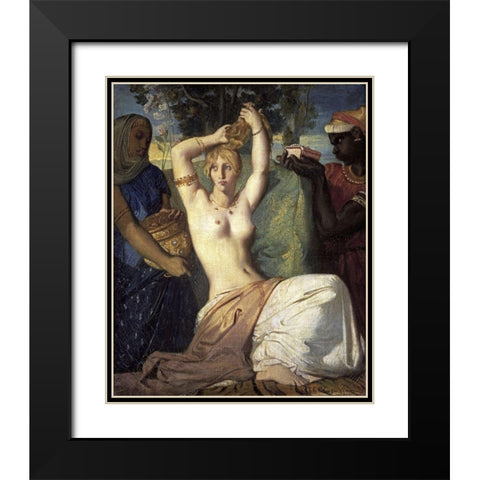 La Toilette dEsther Black Modern Wood Framed Art Print with Double Matting by Chasseriau, Theodore