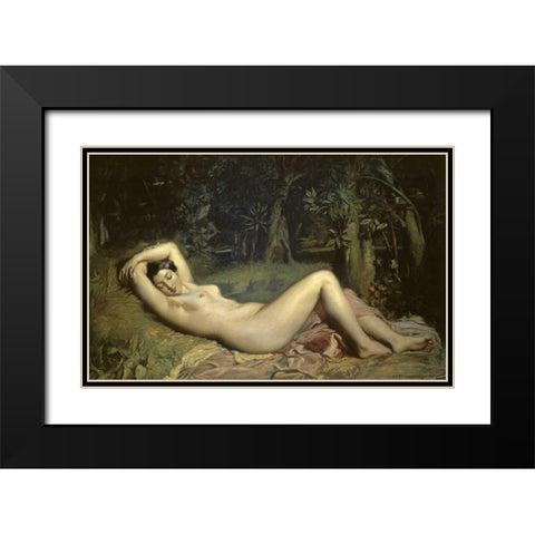 Sleeping Nymph Black Modern Wood Framed Art Print with Double Matting by Chasseriau, Theodore