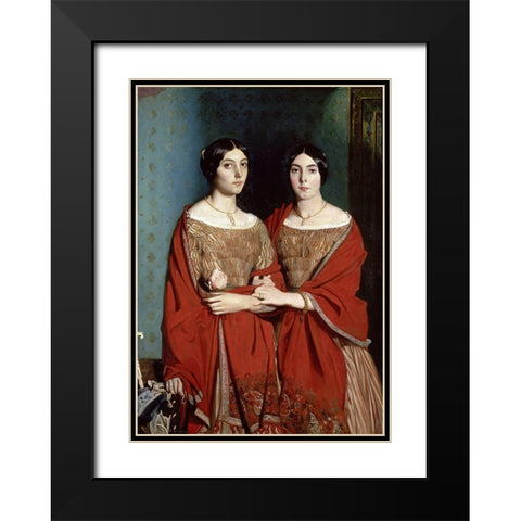 The Two Sisters Black Modern Wood Framed Art Print with Double Matting by Chasseriau, Theodore