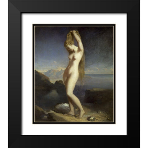 Watery Venus Black Modern Wood Framed Art Print with Double Matting by Chasseriau, Theodore