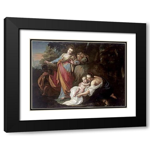 The Finding of Moses Black Modern Wood Framed Art Print with Double Matting by Cignaroli, Gianbettino