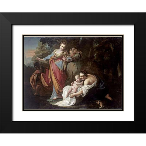 The Finding of Moses Black Modern Wood Framed Art Print with Double Matting by Cignaroli, Gianbettino