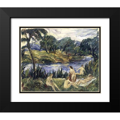 Women At The River Black Modern Wood Framed Art Print with Double Matting by Colin, Gustave