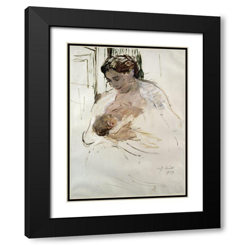 Charlotte with Wilhelmine Black Modern Wood Framed Art Print with Double Matting by Corinth, Lovis