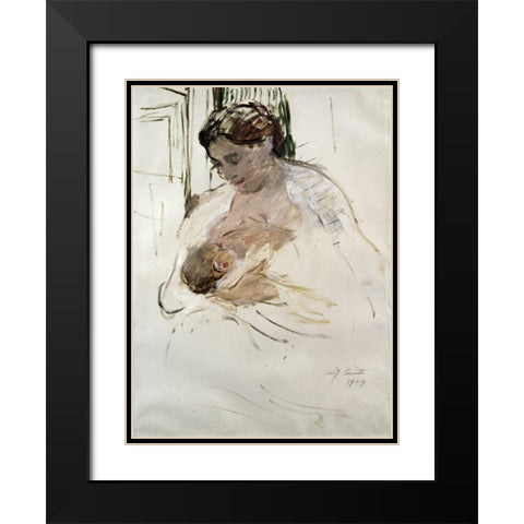 Charlotte with Wilhelmine Black Modern Wood Framed Art Print with Double Matting by Corinth, Lovis