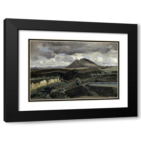 Le Mont Soracte Black Modern Wood Framed Art Print with Double Matting by Corot, Jean-Baptiste-Camille