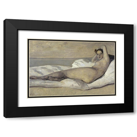 Marietta-Rome Black Modern Wood Framed Art Print with Double Matting by Corot, Jean-Baptiste-Camille