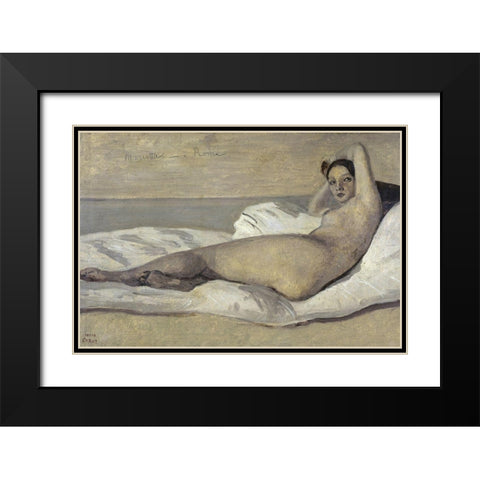 Marietta-Rome Black Modern Wood Framed Art Print with Double Matting by Corot, Jean-Baptiste-Camille