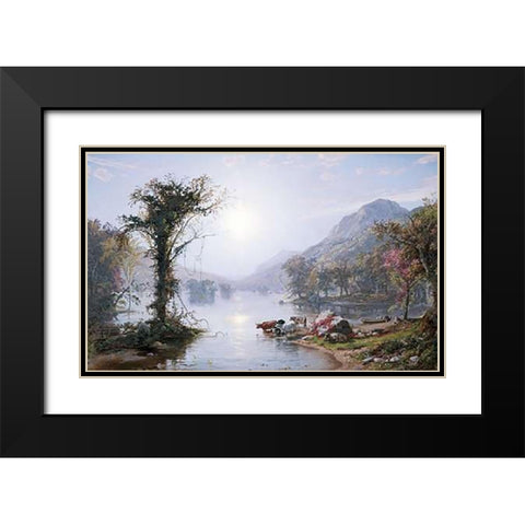 Autumn Lake Black Modern Wood Framed Art Print with Double Matting by Cropsey, Jasper Francis