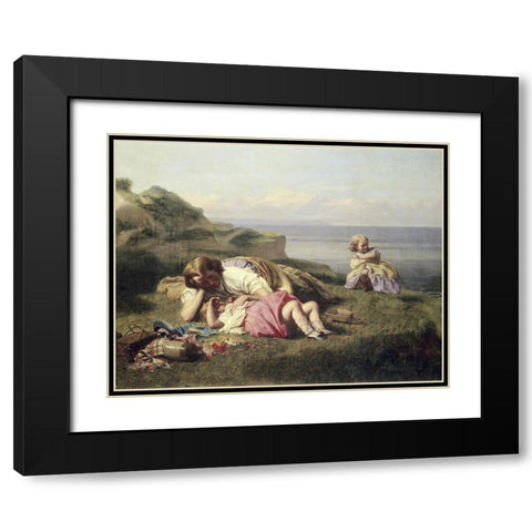 Happy Days Black Modern Wood Framed Art Print with Double Matting by Crosby, William