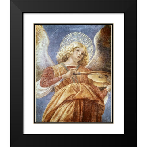 Music Making Angel with Violin Black Modern Wood Framed Art Print with Double Matting by Da Forli, Melozzo