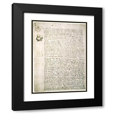 Codex Leicester: Water Pressure Theories Black Modern Wood Framed Art Print with Double Matting by Da Vinci, Leonardo