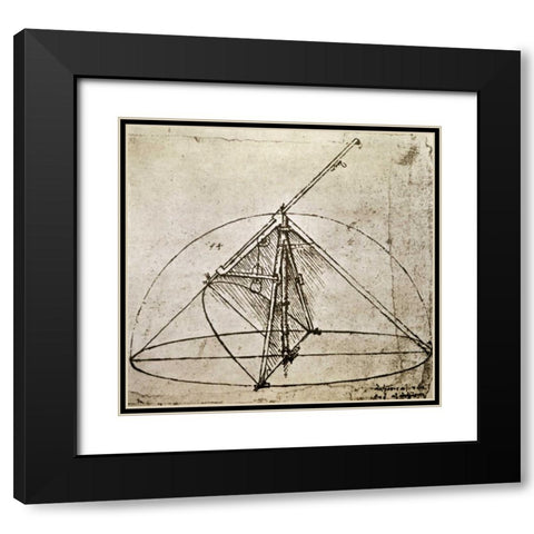 Measuring Instruments Black Modern Wood Framed Art Print with Double Matting by Da Vinci, Leonardo