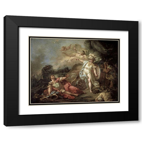 Battle of Minerva Against Mars Black Modern Wood Framed Art Print with Double Matting by David, Jacques-Louis