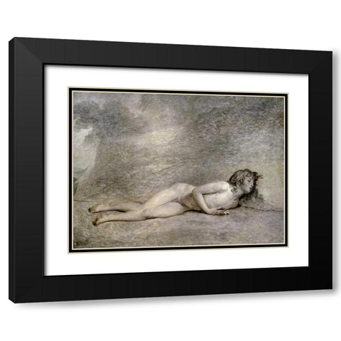Portrait de Bara Nu Black Modern Wood Framed Art Print with Double Matting by David, Jacques-Louis