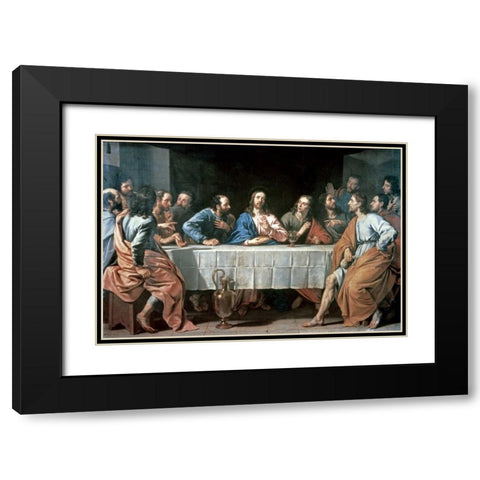 The Last Supper Black Modern Wood Framed Art Print with Double Matting by De Champaigne, Philippe