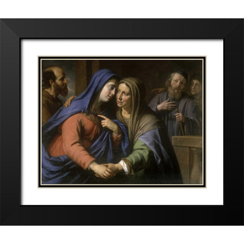 The Visitation Black Modern Wood Framed Art Print with Double Matting by De Champaigne, Philippe