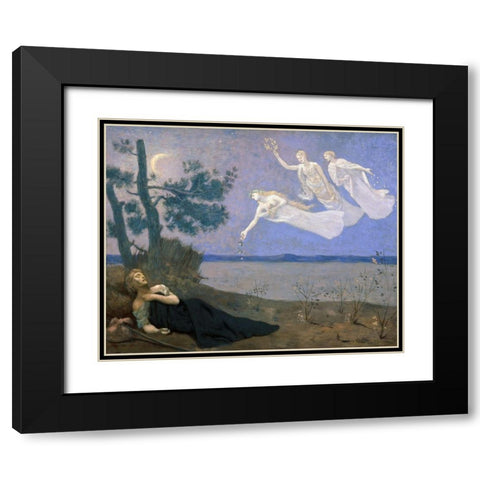 The Dream Black Modern Wood Framed Art Print with Double Matting by de Chavannes, Pierre Puvis