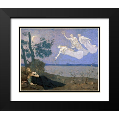 The Dream Black Modern Wood Framed Art Print with Double Matting by de Chavannes, Pierre Puvis