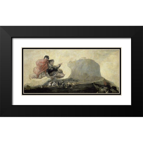 El Aquelarre Black Modern Wood Framed Art Print with Double Matting by De Goya, Francisco