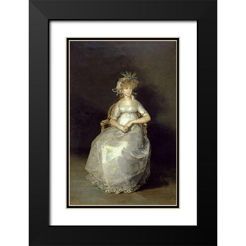 The Countess of Chichon Black Modern Wood Framed Art Print with Double Matting by Goya, Francisco De
