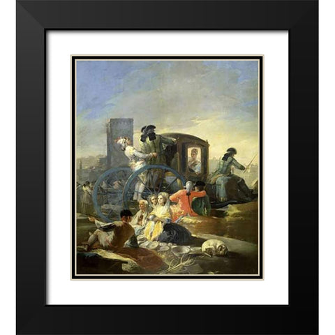 The Pottery Vendor Black Modern Wood Framed Art Print with Double Matting by Goya, Francisco De