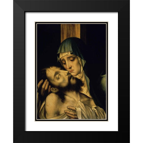 The Pieta Black Modern Wood Framed Art Print with Double Matting by De Morales, Luis
