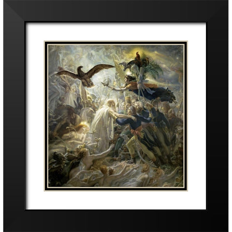 The Shadows of the French Warriors Led by the Victory Black Modern Wood Framed Art Print with Double Matting by De Roucy-Trioson, Anne Girodet