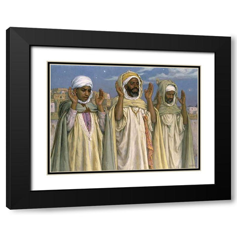 Prayer at Dawn Black Modern Wood Framed Art Print with Double Matting by Dinet, Etienne