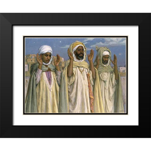 Prayer at Dawn Black Modern Wood Framed Art Print with Double Matting by Dinet, Etienne