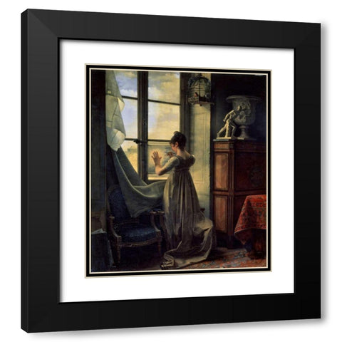 By the Window Black Modern Wood Framed Art Print with Double Matting by Drolling, Martin