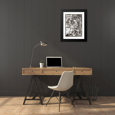 St. John Devouring the Book Black Modern Wood Framed Art Print with Double Matting by Durer, Albrecht