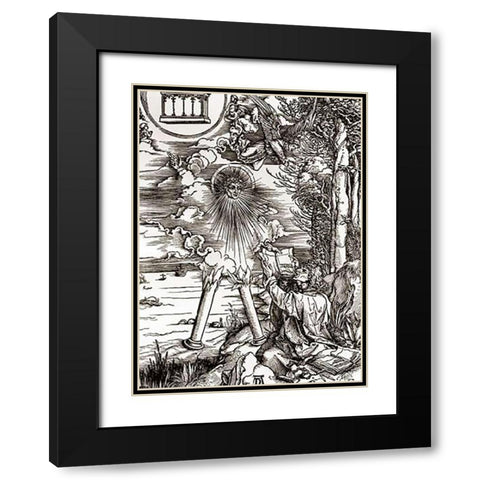 St. John Devouring the Book Black Modern Wood Framed Art Print with Double Matting by Durer, Albrecht