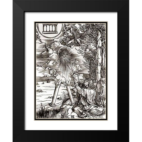 St. John Devouring the Book Black Modern Wood Framed Art Print with Double Matting by Durer, Albrecht