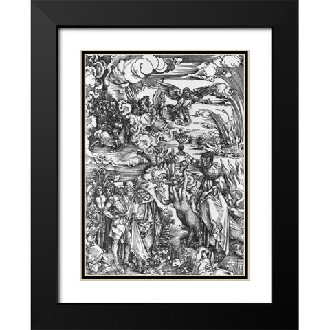The Beast With Two Horns Like a Lamb Black Modern Wood Framed Art Print with Double Matting by Durer, Albrecht