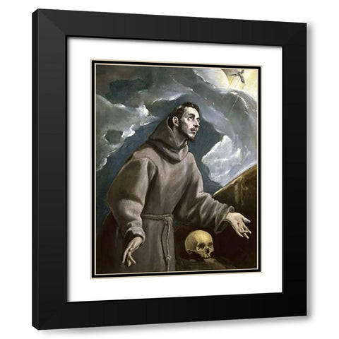St. Francis Receiving the Stigmata Black Modern Wood Framed Art Print with Double Matting by Greco, El