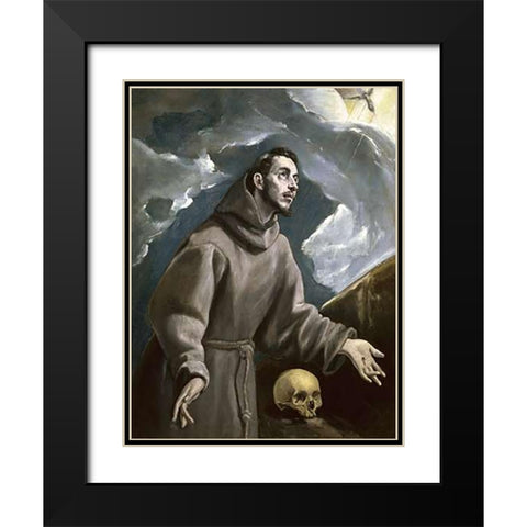 St. Francis Receiving the Stigmata Black Modern Wood Framed Art Print with Double Matting by Greco, El