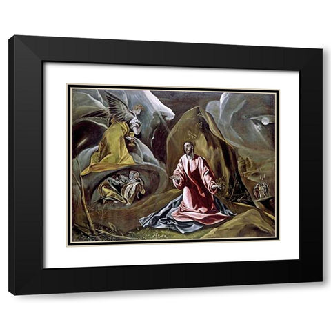 The Agony in the Garden Black Modern Wood Framed Art Print with Double Matting by Greco, El