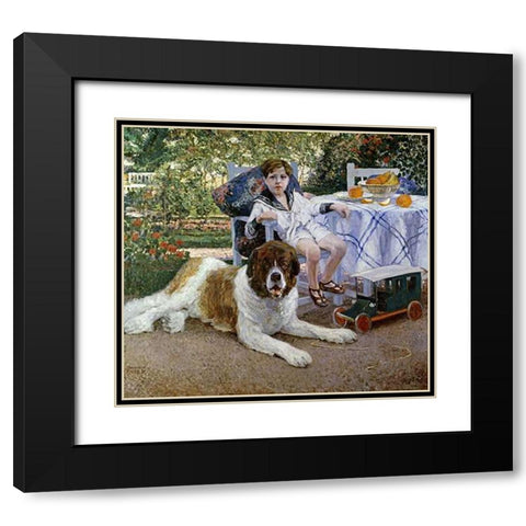 Dos Buenos Amigos Black Modern Wood Framed Art Print with Double Matting by Fader, Fernando