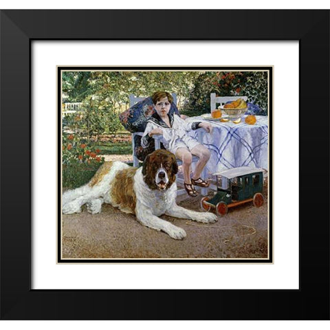 Dos Buenos Amigos Black Modern Wood Framed Art Print with Double Matting by Fader, Fernando